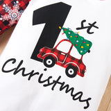 Baby Christmas Snowflake Plaid Long-sleeve Rompers