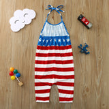 Kids Girl 4th Of July Independence Day Print Sleeveless Jumpsuit Rompers
