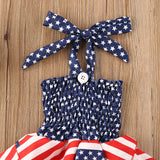 Baby Girls Independence Day Ruffle 4th of July Stripe Stars Print Dress