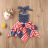 Baby Girls Independence Day Ruffle 4th of July Stripe Stars Print Dress