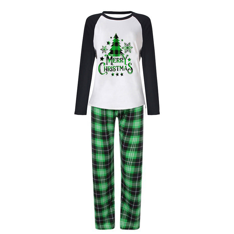 Family Matching Home Suit Christmas Plaid Patchwork Printed Pajamas