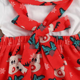 Baby Girl Boy Christmas Print Jumpsuit Rompers Dress 2 Pcs