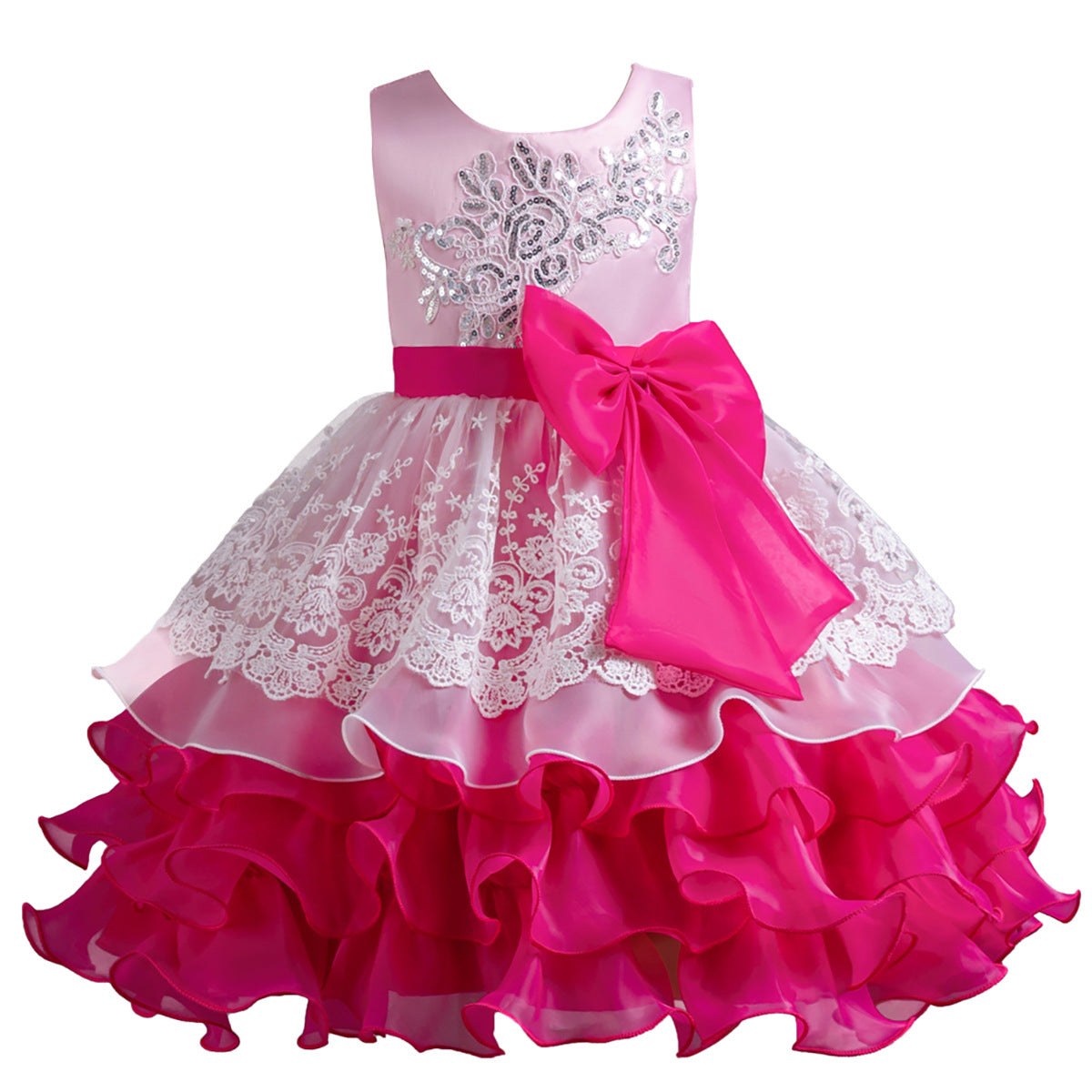 Kid Girl Formal Bow Tie Flower Wedding Evening Dress
