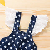 Baby Girls 4th-of-July Independence Day Bowknot Denim Striped Dress