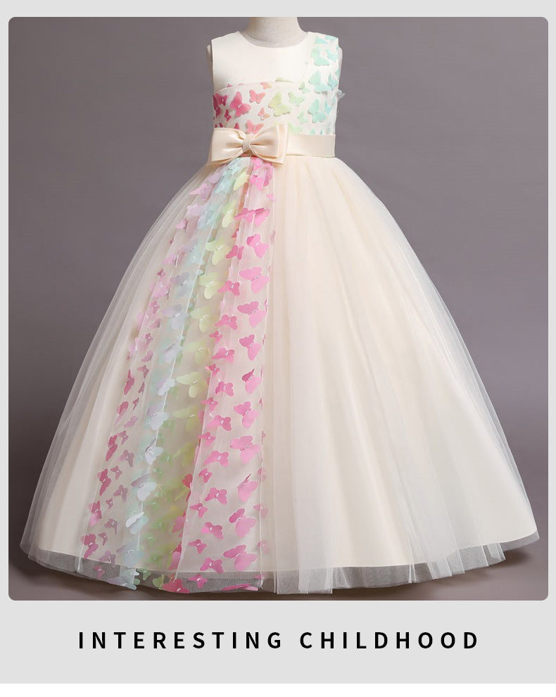 Kid Girl Long Flower  Princess Pengpeng Birthday Party Dresses