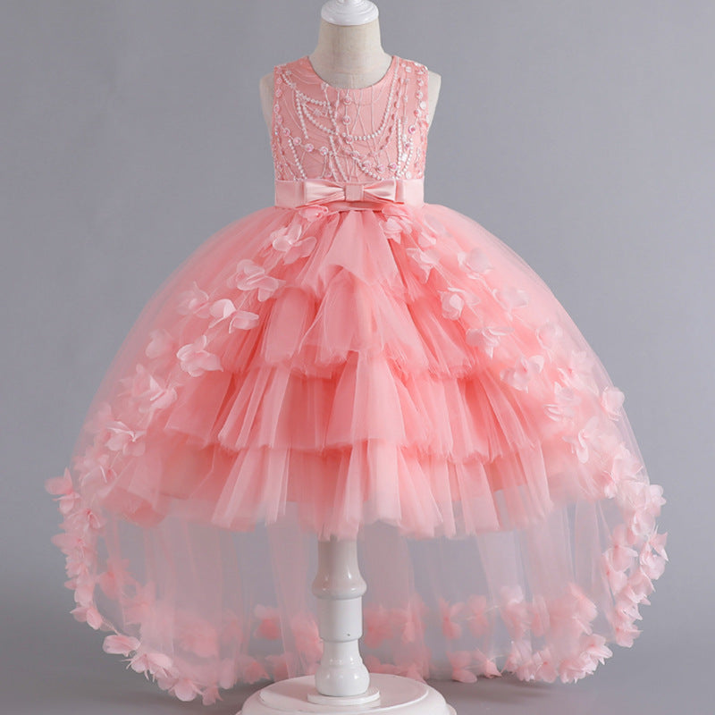 Kid Girl Princess Sleeveless Puffy Flower Wedding Performance Dresses