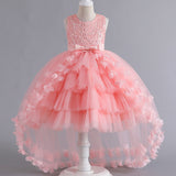 Kid Girl Princess Sleeveless Puffy Flower Wedding Stage Performance Dress