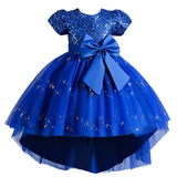 Kid Girl Princess Flower Sequin Fluffy Performance Trailing Dresses