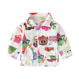 Kid Boy Standing Collar Warm Flannel Pajamas Sets