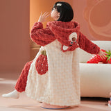 Kid Girls Flannel Thickened Coral Velvet Autumn Winter Pajamas Suits