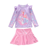 Kid Girl Split Mermaid Long-sleeved Sun-proof Swimsuit