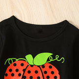 Baby Girls Halloween Pumpkin Print Long Sleeve Mesh Dress