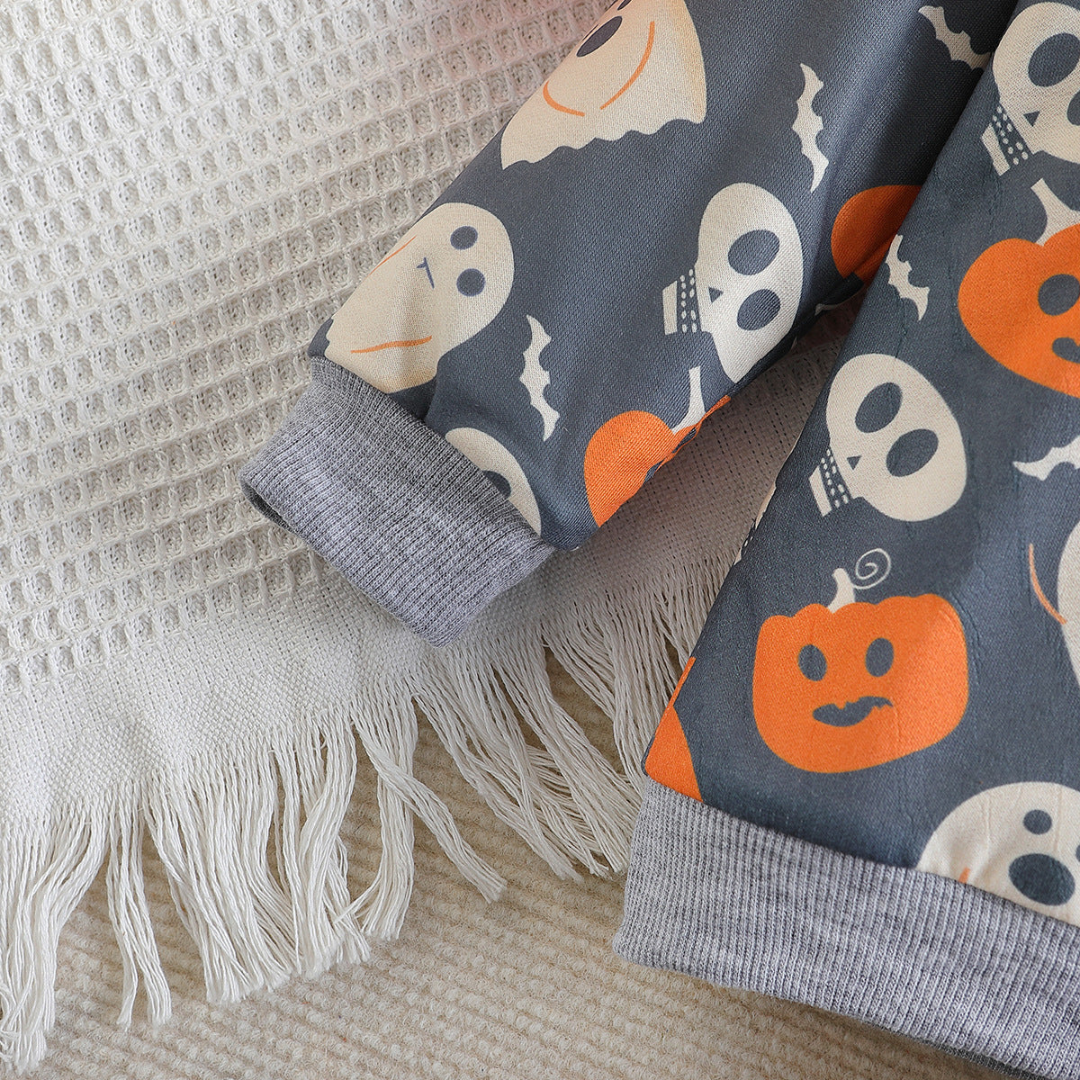 Halloween Kid Baby Boy Pumpkin Print Long Sleeve 2 Pcs Set