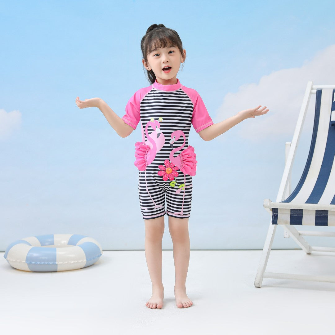 Baby Girl One-piece Flamingos Swimsuits