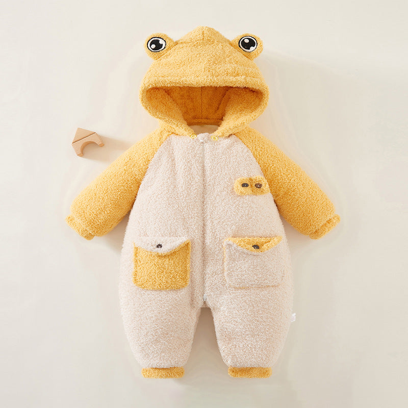 Newborn Down Cotton Jumpsuit Bodysuit Winter Hooded Romper
