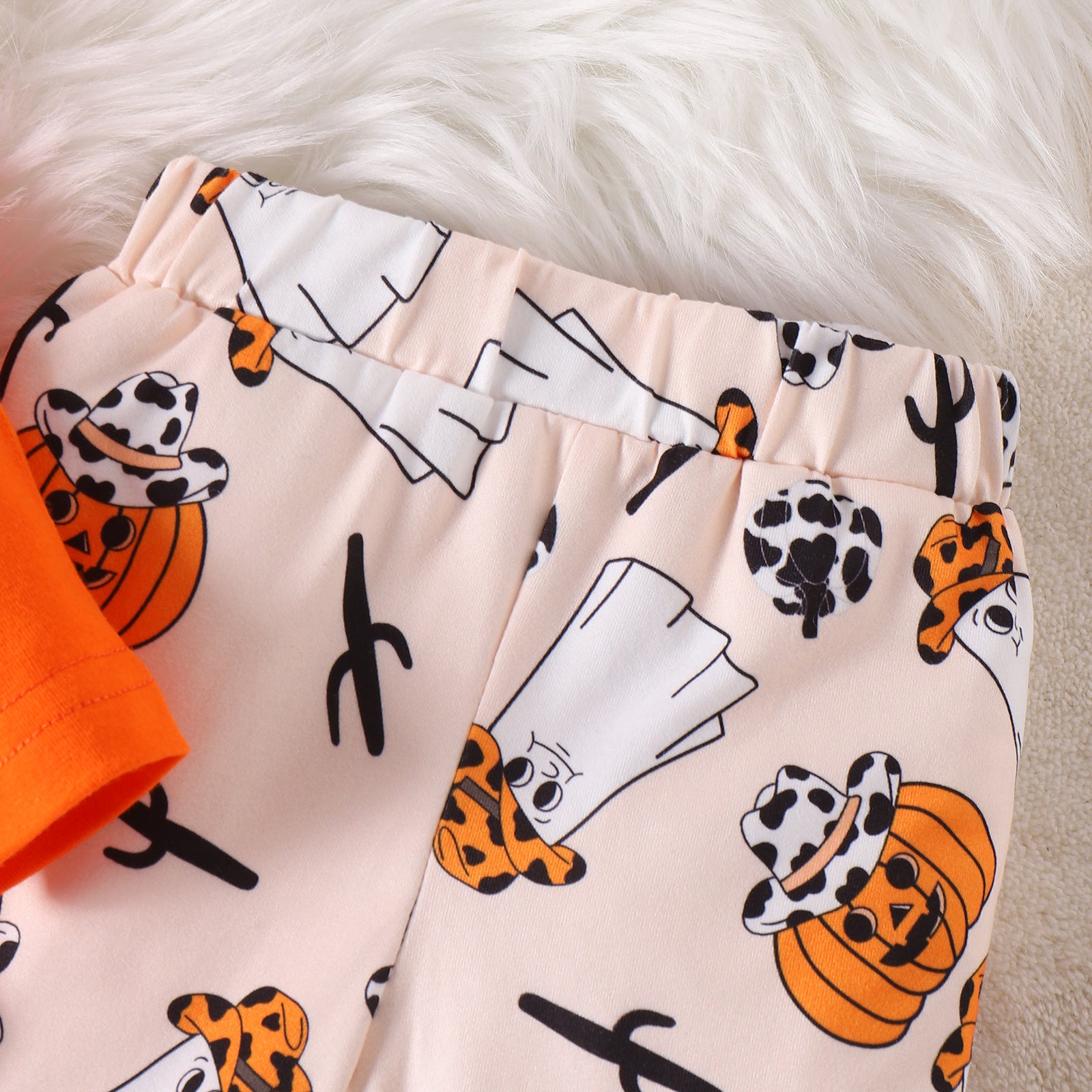 Baby Girls Halloween Printed Letter Pumpkin 2 Pcs Sets