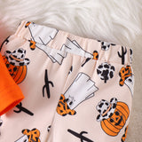 Baby Girls Halloween Printed Letter Pumpkin 2 Pcs Sets