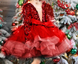 Kid Baby Girl Long Sleeved Princess Hosting Flower Show Dresses