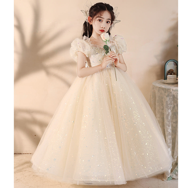 Kid Girl Princess Light Luxury Niche Flower Piano Performance Dresses
