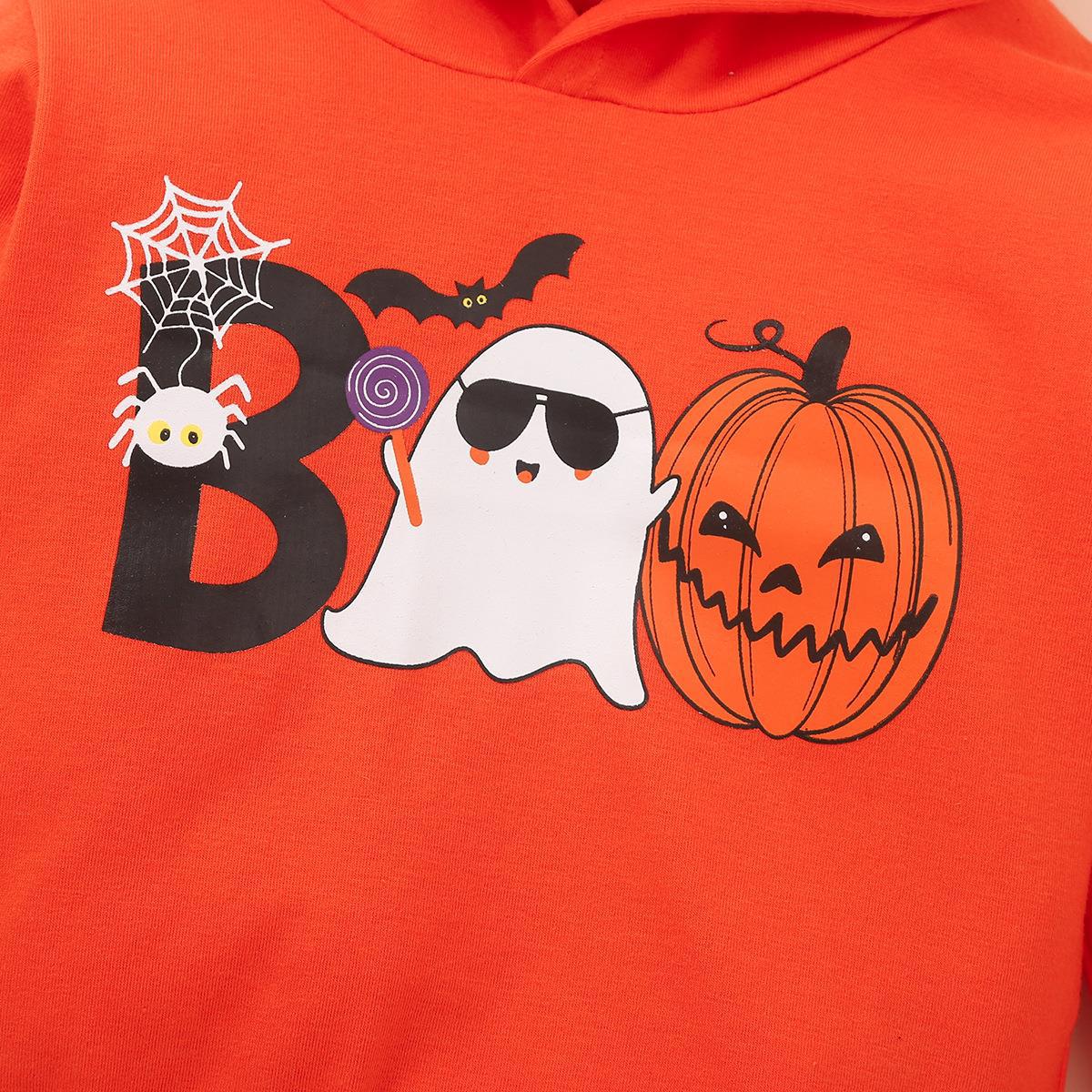 Halloween Kid Baby Boy Girl Pumpkin Orange Hoodie 2 Pcs Set