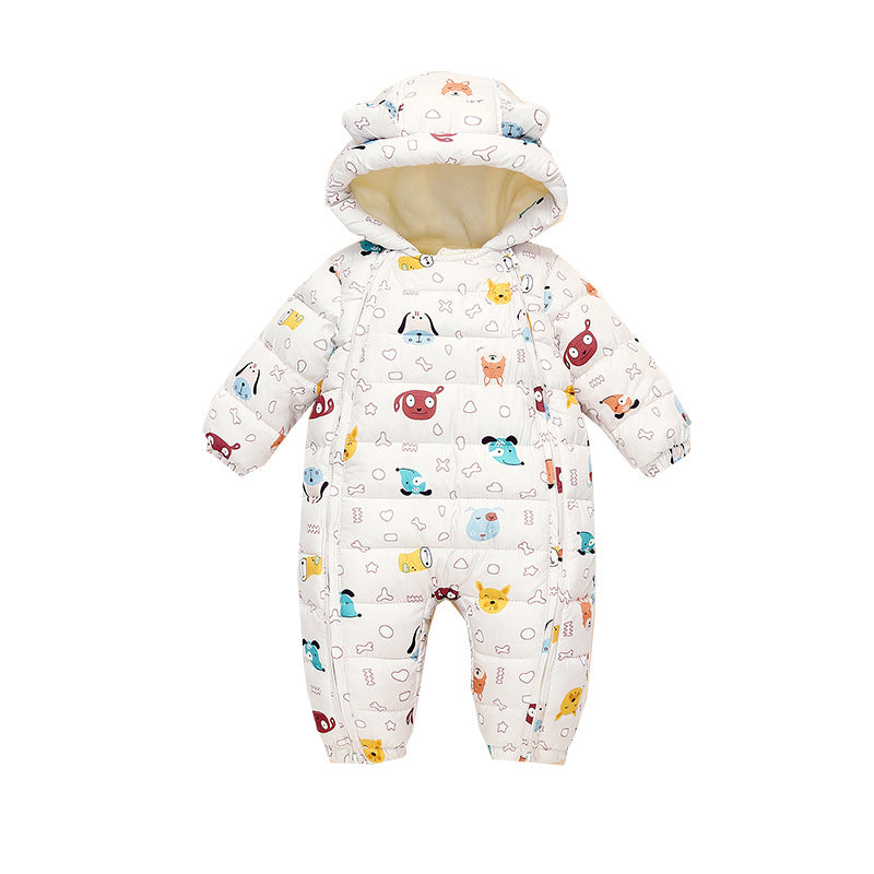 Baby Winter Cotton Climbing  Down Cotton One-piece Plush Rompers