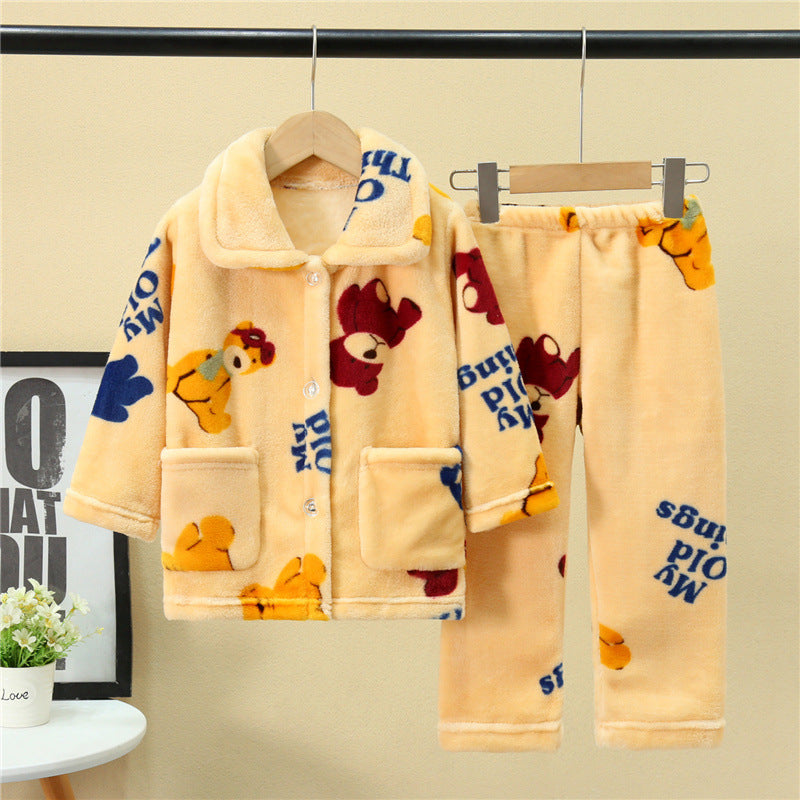 Kid Baby Boy Girl Flannel Pajamas Home Pajamas
