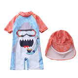 Kid Boy Shark Beach Sunscreen Hooded Swimsuit