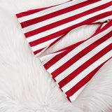 Kid Baby Girl Christmas Autumn Long Sleeve Letter Stripe Flare 2 Pcs Sets