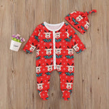 Baby Girl Boy Christmas Print Jumpsuit Rompers Dress 2 Pcs