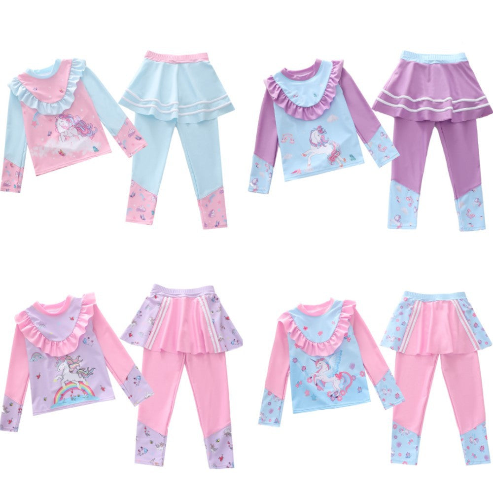 Kid Girl Flying Sleeves One Piece Swimsuit