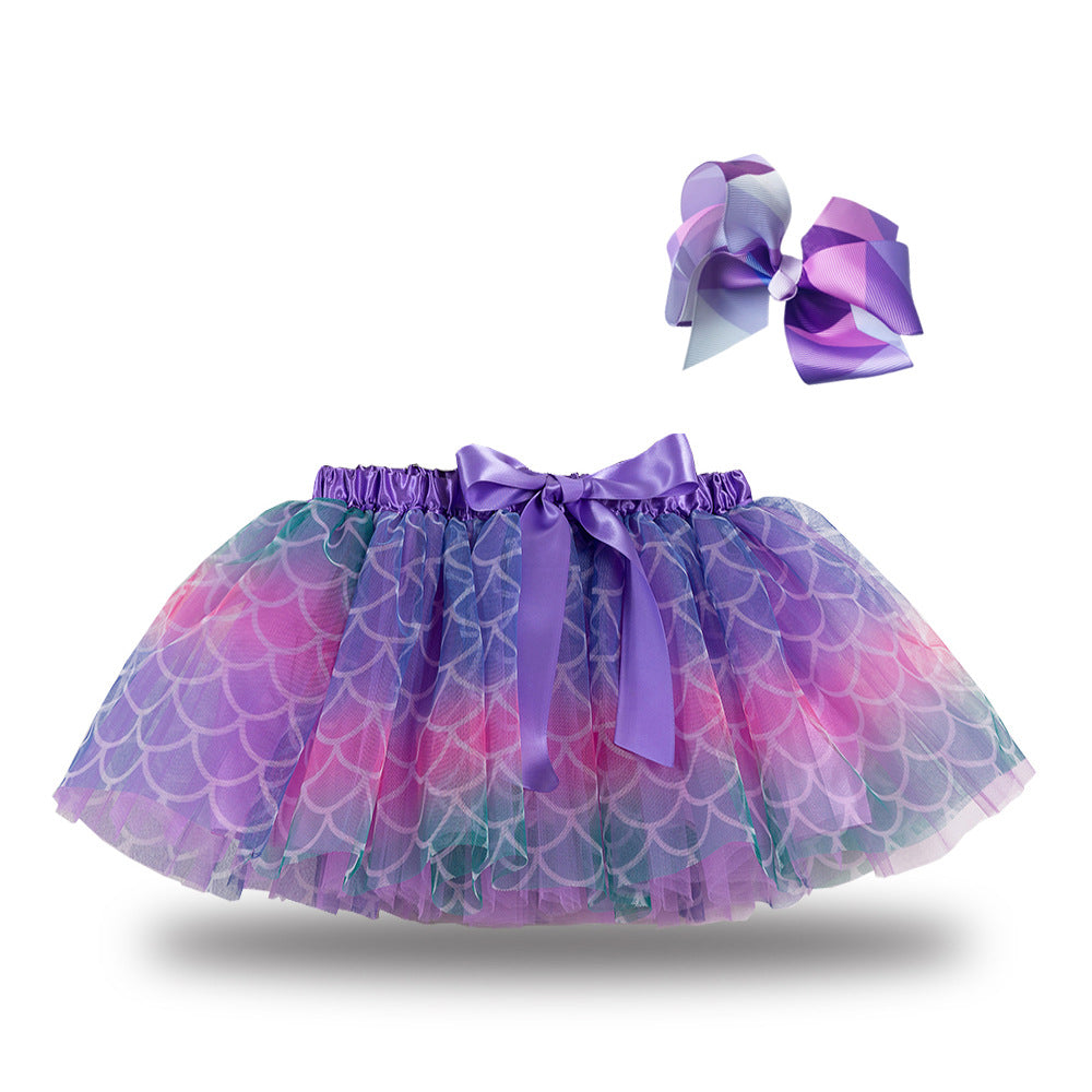 Kid Baby Girls Lining Send Bow Hairpin Fluffy Skirts