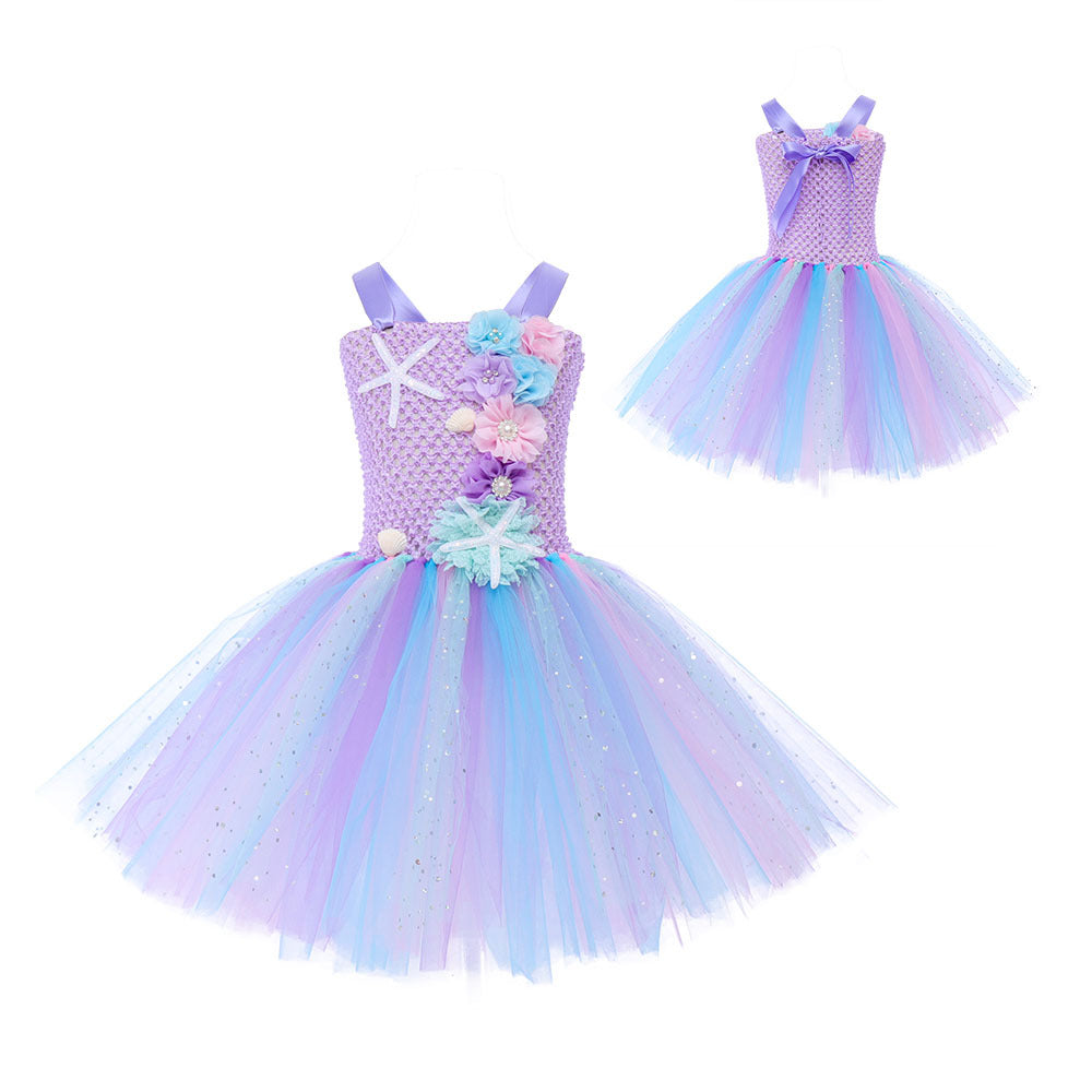 Kid Girl Flower Mermaid Princess Mesh Dresses
