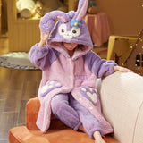 Kid Baby Girl Coral Fleece Thick  Flannel Loungewear Pajamas