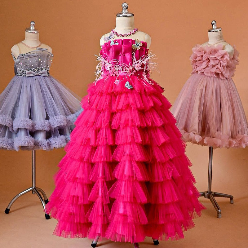 Kid Girl Flower Princess Cross-border Performance Dress