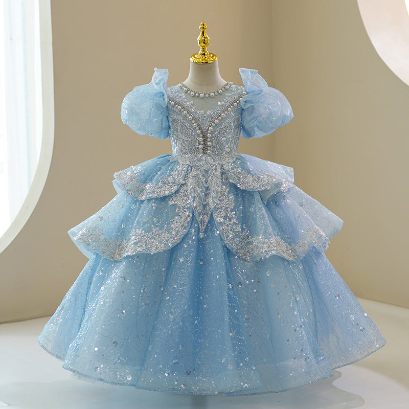 Kid Girl Princess Flower Wedding Birthday Host Dress