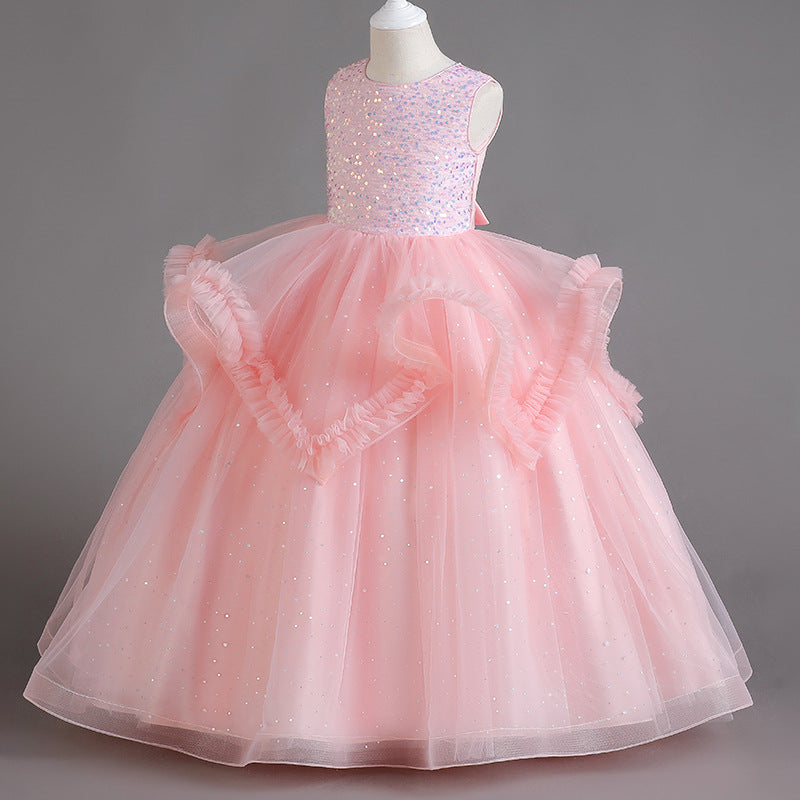 Kid Girl Wedding Flower Princess Piano Performance Dress