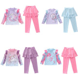 Kid Girl Split Unicorn Mermaid Long-sleeved Swimsuit