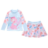 Kid Girl Split Sun Proof Long Sleeved Sports Net Swimsuits