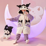Kid Girls Flannel Thickened Coral Velvet Autumn Winter Pajamas Suits