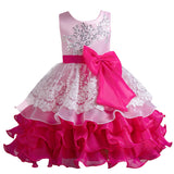 Kid Girl Formal Bow Tie Flower Wedding Evening Dress