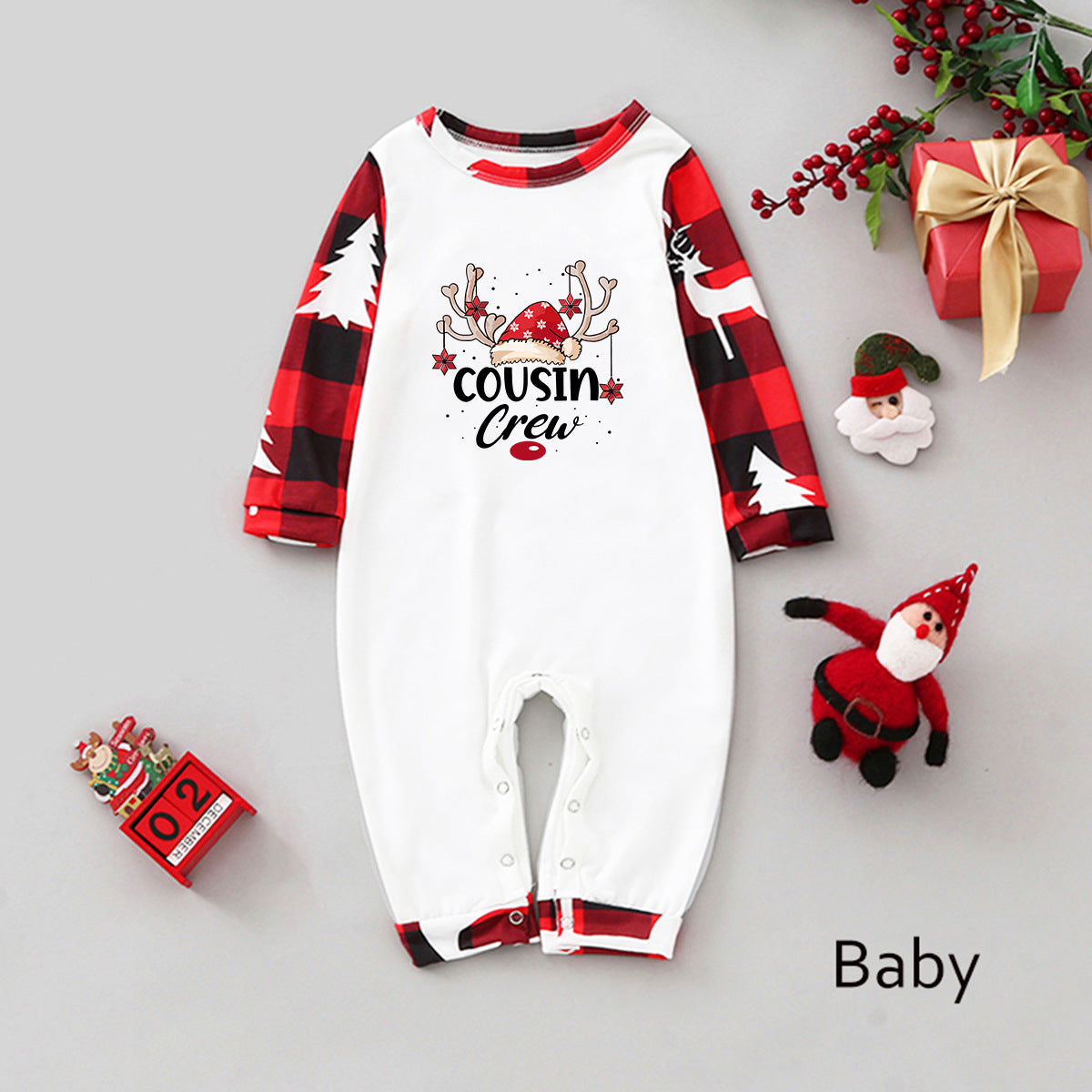 Family Matching Home Suit Christmas Plaid Patchwork Printed Pajamas