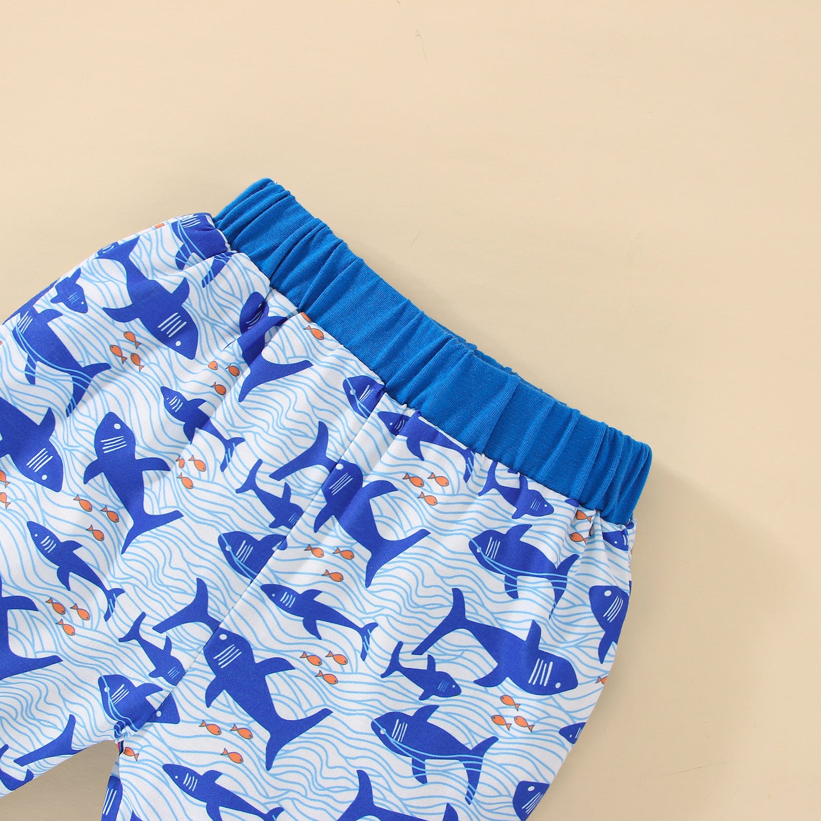 Kid Baby Boy Autumn Winter Blue Cartoon Shark Print 2 Pcs Set
