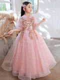 Kid Girl Trendy Flower Wedding Host Piano Performance Dress