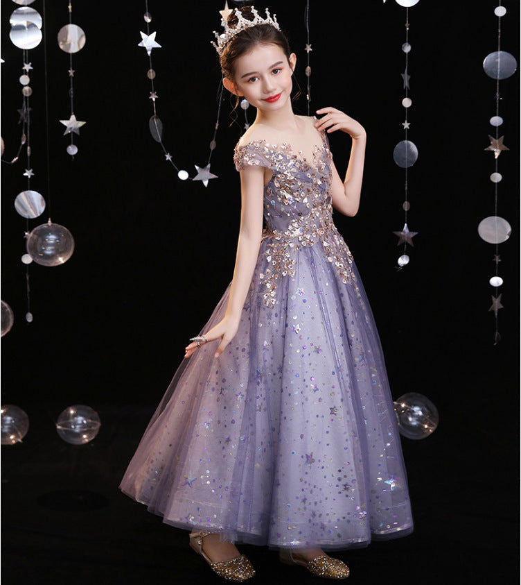 Kid Baby Girl Piano Performance Flower Birthday Dresses