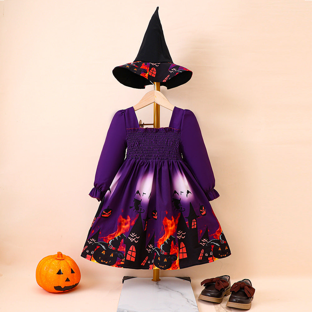 Halloween Kid Girl Pumpkin Performance Dress