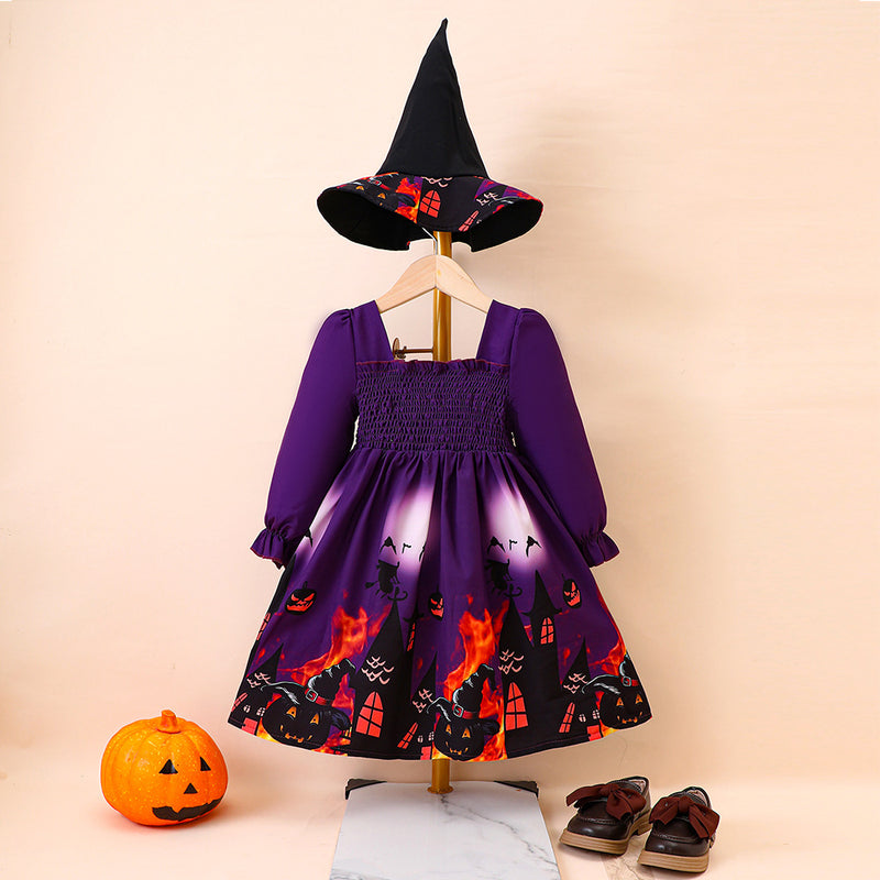 Kid Baby Girl Autumn Winter Halloween Pumpkin Dress