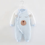 Baby Autumn Winter Cotton Three-layer Warm One-piece Thickened Rompers