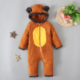 Baby Boys Autumn Winter Zippered Hooded Romper Jumpsuit