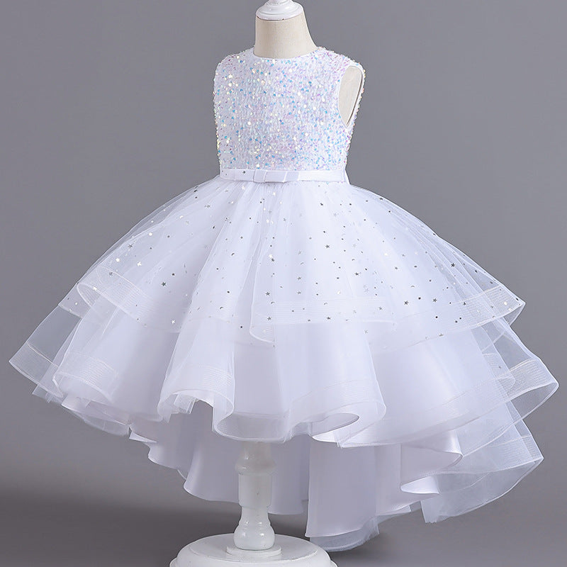 Kid Girl Princess Sleeveless Tail Flower Wedding Fluffy Dresses