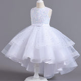Kid Girl Princess Sleeveless Tail Flower Wedding Fluffy Dresses